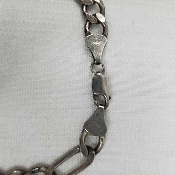 Vintage Mens Figaro Sterling Silver 925 9mm 18 Gram Bracelet - Picture 2 of 12